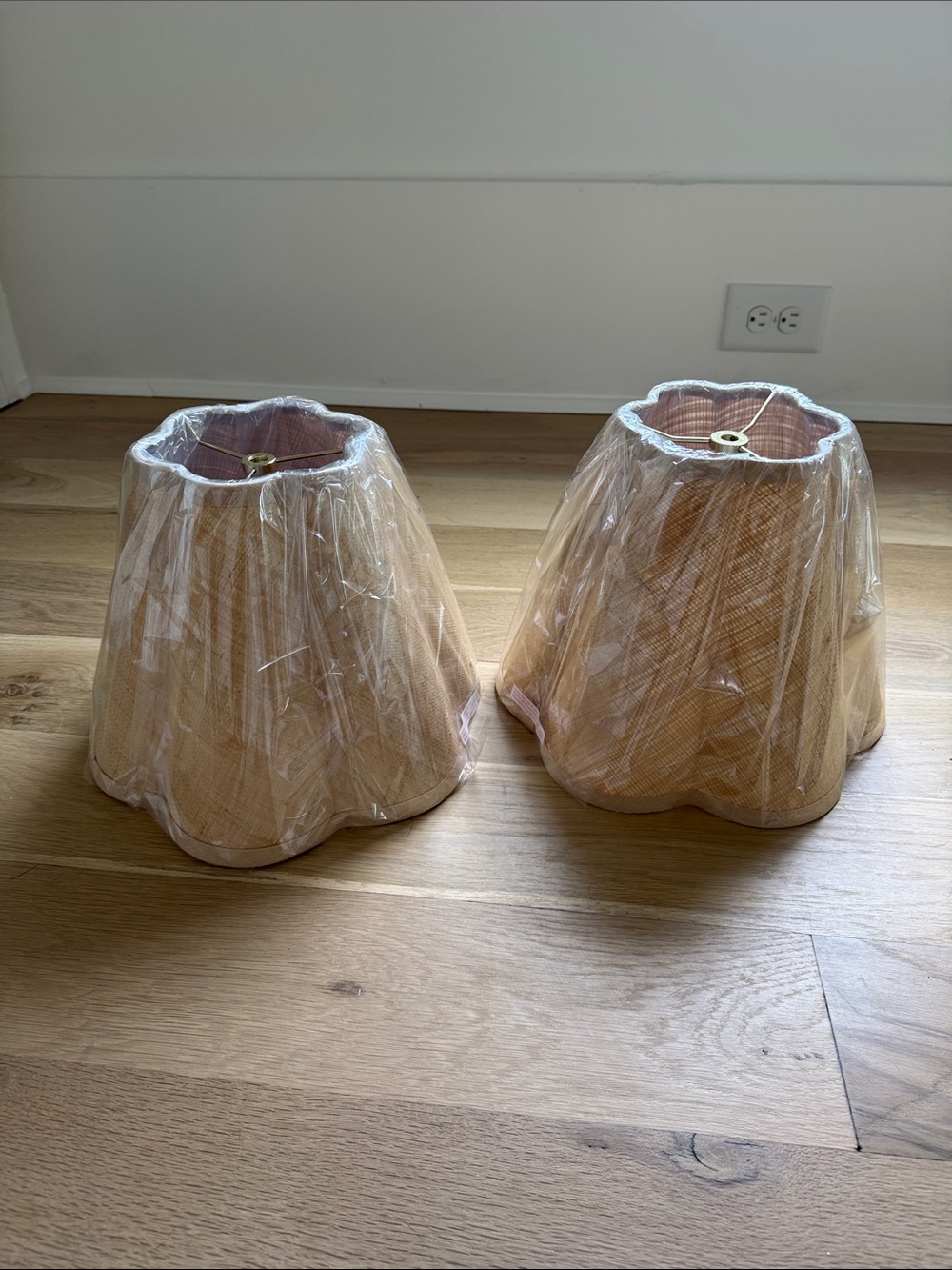 Set of Scalloped Raffia Lamp Shades - Picture 5 of 5